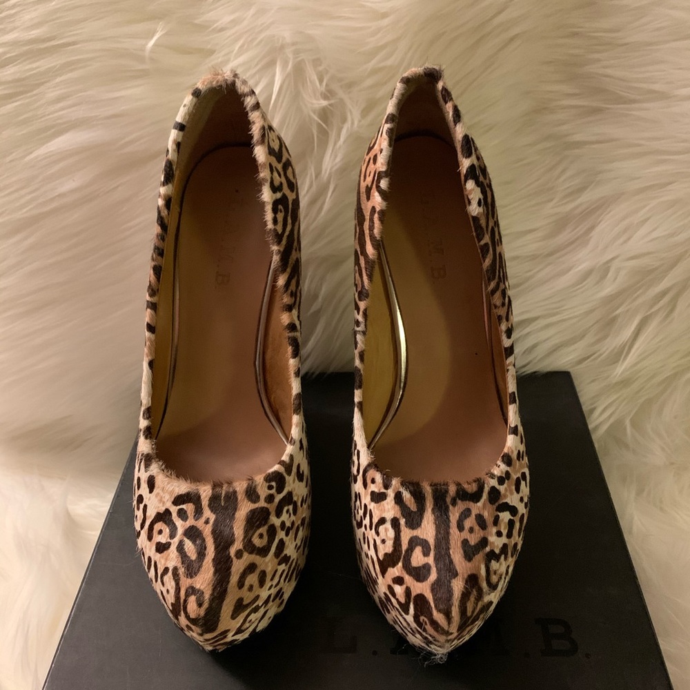 L.A.M.B animal print wedge